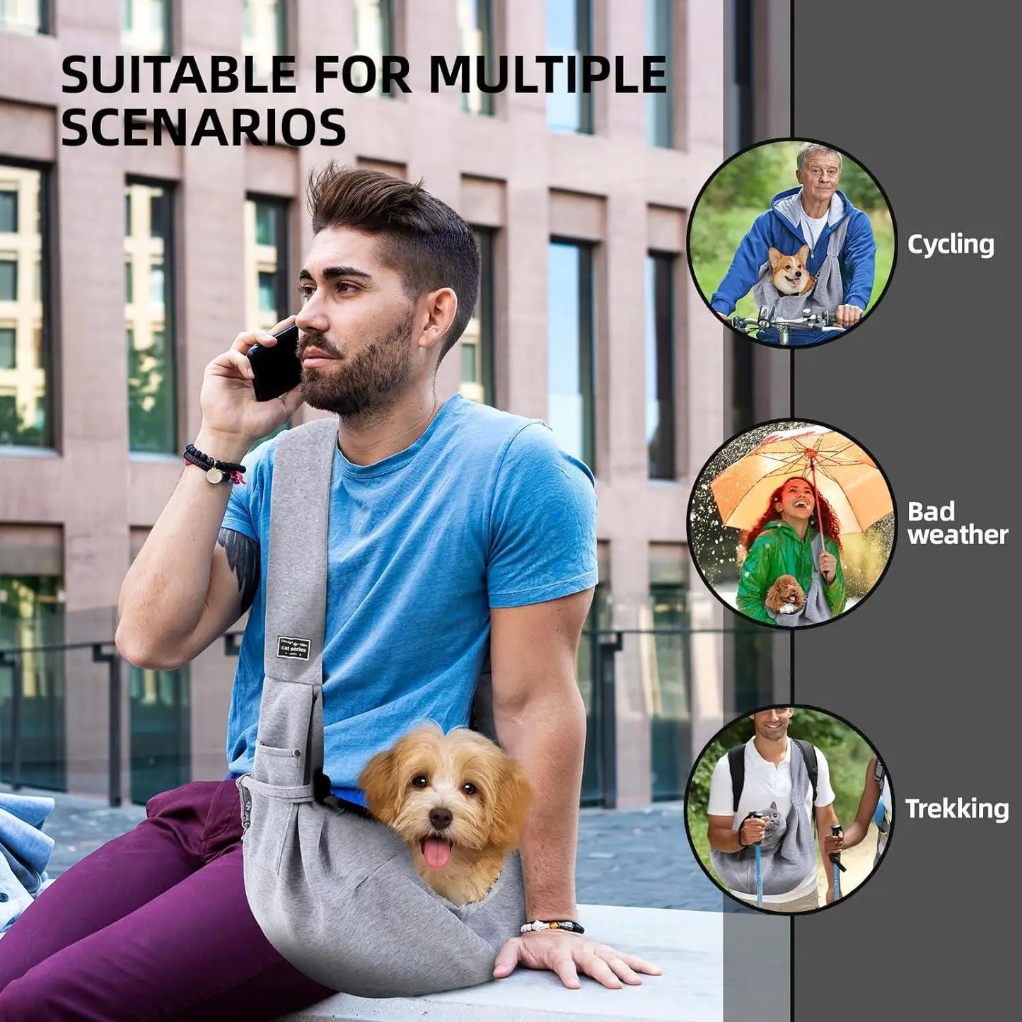 Cotton Dog Sling Carrier – Comfortable Crossbody Pet Travel Bag