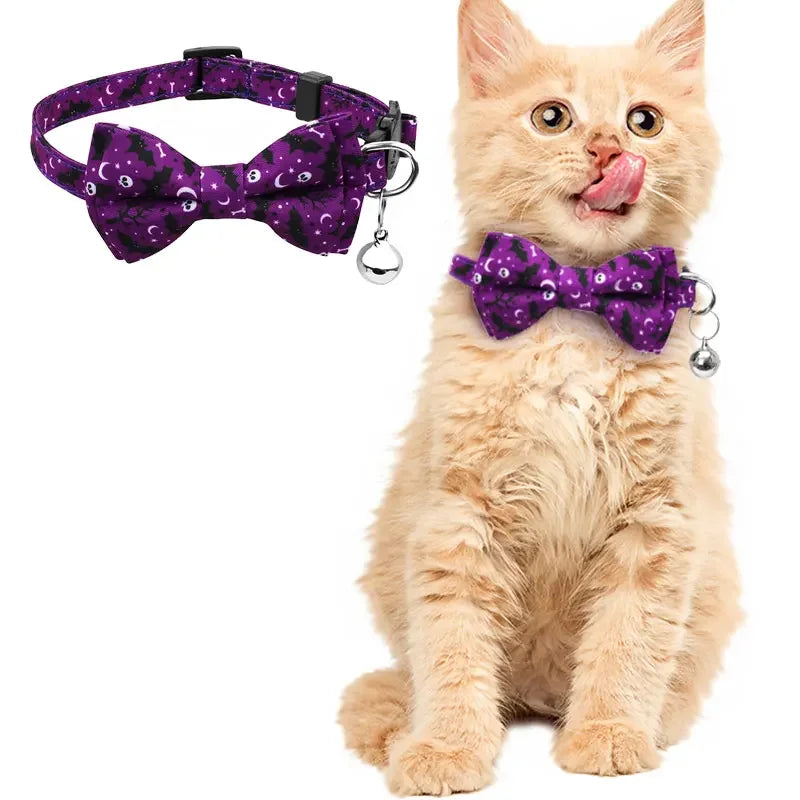 Adjustable Cat Bow Tie Collar – Festive Halloween Design