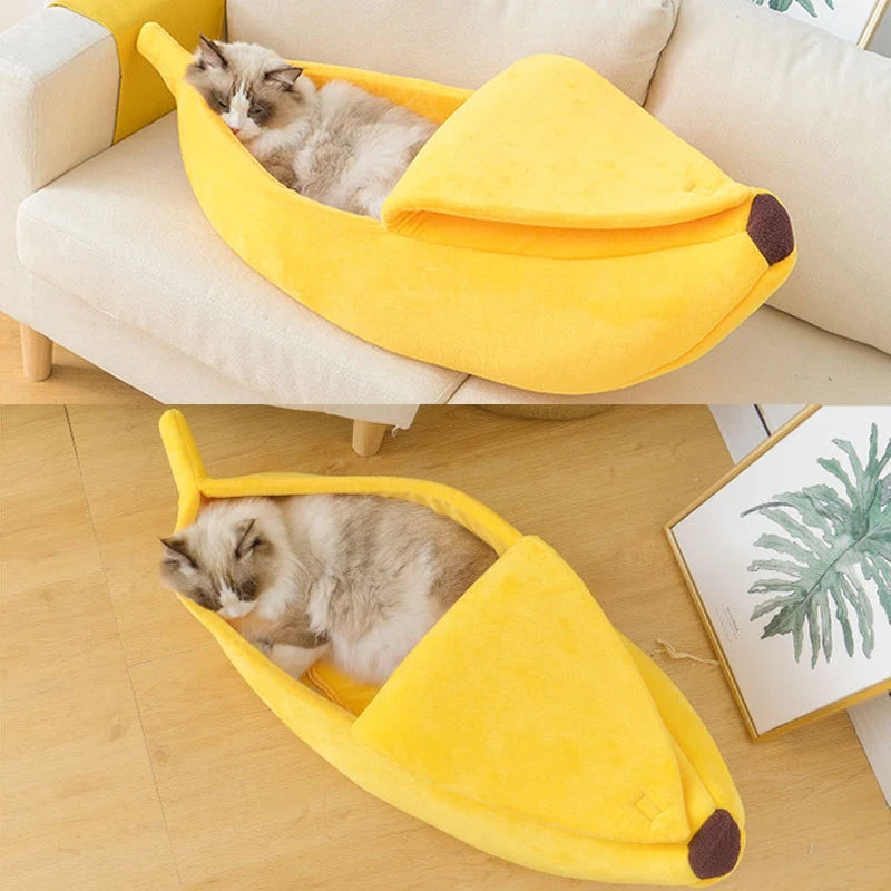 Banana Cat Bed House Funny Cute Cozy Cat Mat Beds Warm Durable Portable Pet Basket Kennel Dog Cushion Cat Supplies Multicolor - WTN Essentials