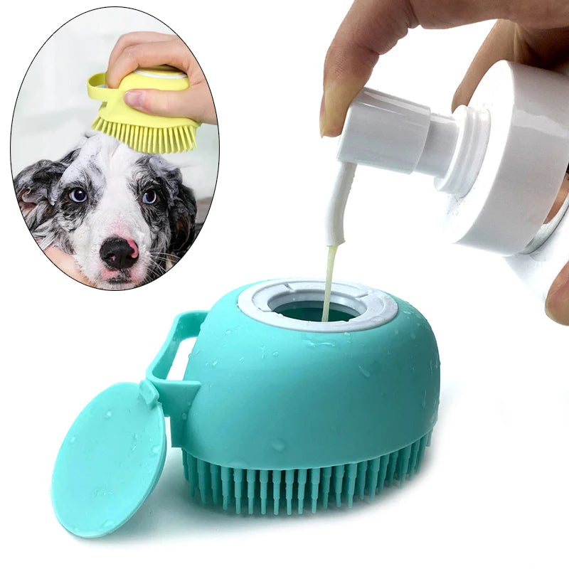 Soft silicone pet bath gloves for dogs and cats, designed for a gentle grooming experience.