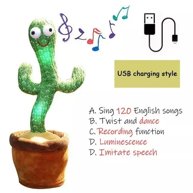 A Cactus Toy That Can Speak, Sing and Dance, Interactive Learning and Music for Children, Supporting Charging and Battery Models