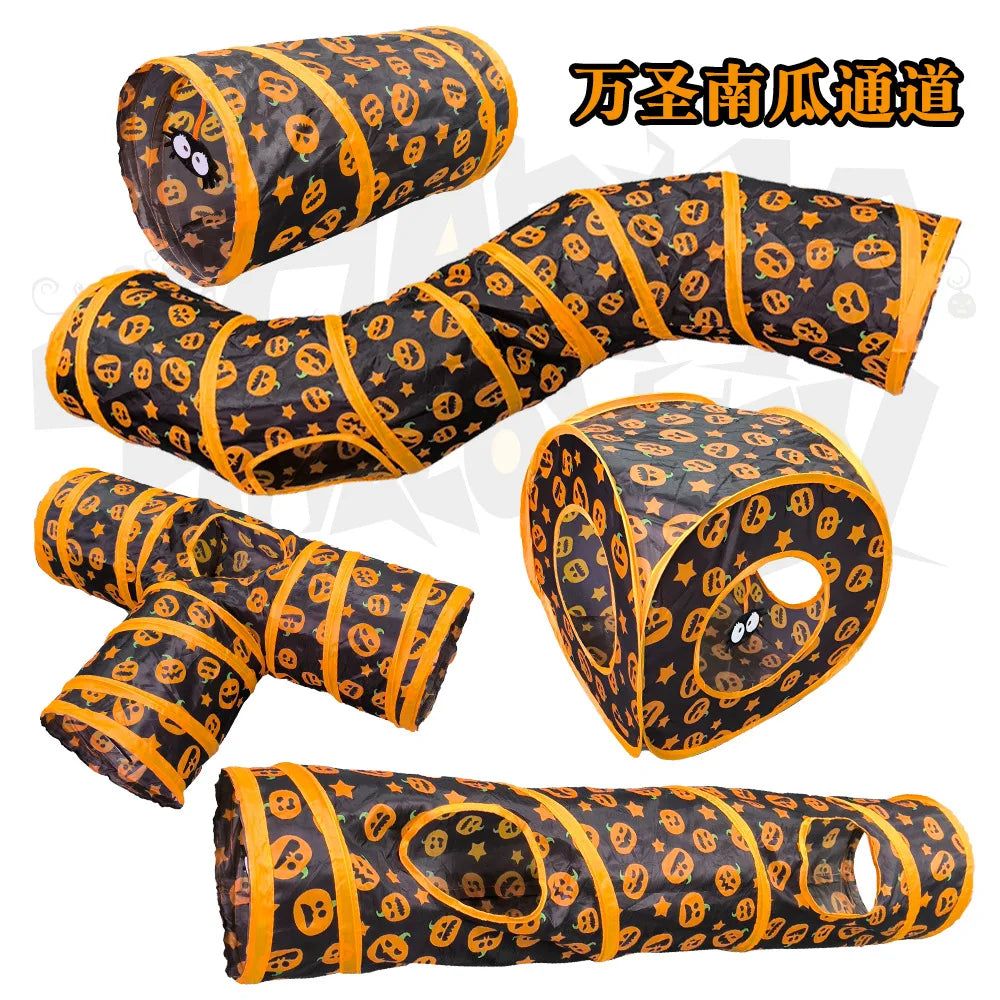 Halloween Pumpkin Cat Tunnel – Foldable Toy