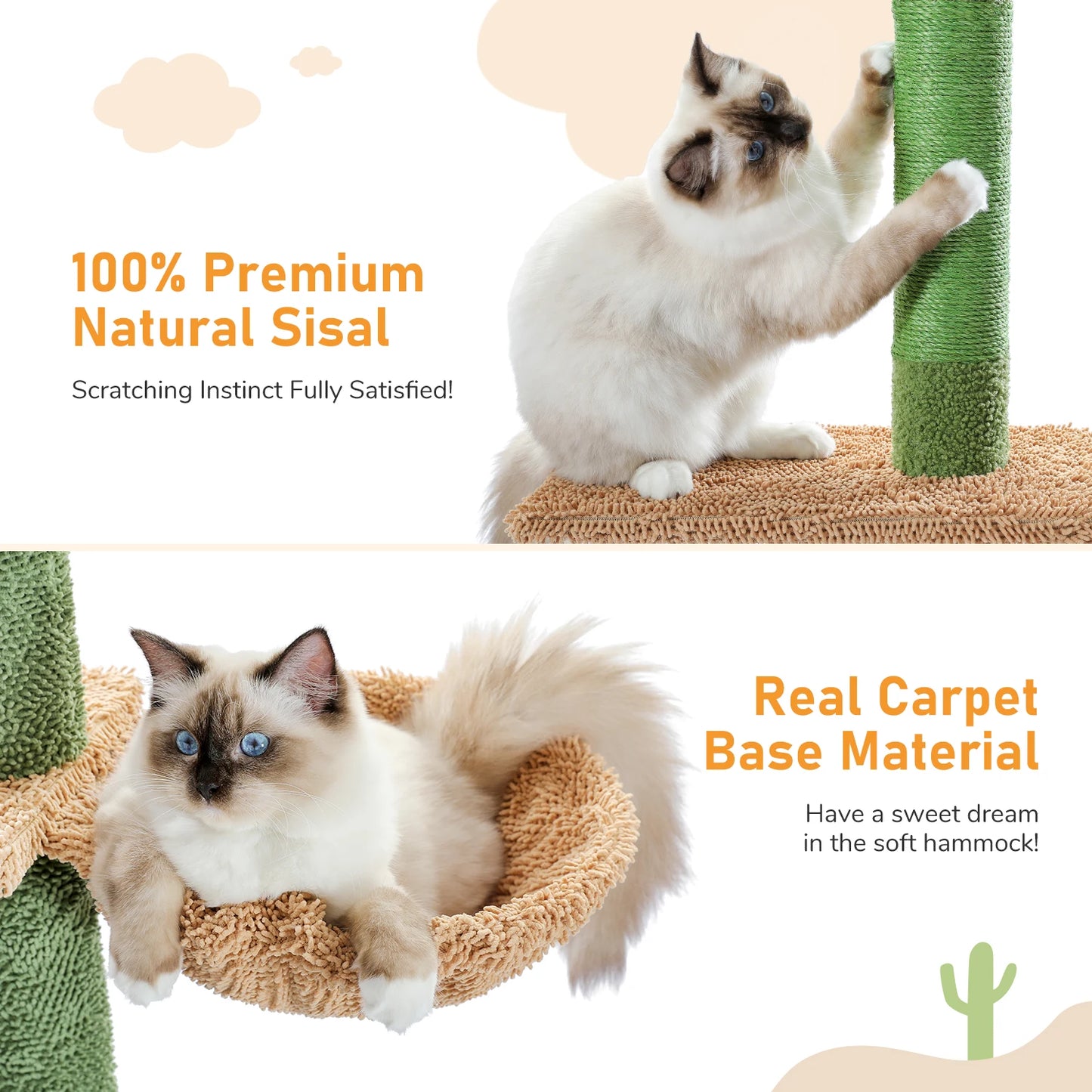 5-Tier Cat Tree Tower with Scratching Posts & Hammock