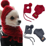 Winter Warm Knitted Dog Hat & Scarf Set – Cozy Striped Puppy Christmas Costume
