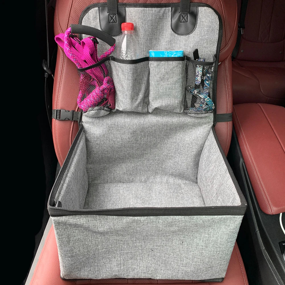 Dog Car Booster Seat – Front Seat Pet Carrier with Storage Pockets
