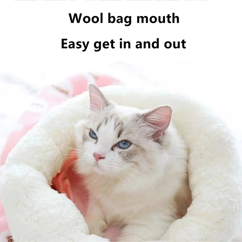 Christmas Warm Cat Kennel – Cozy Closed Cat Bed & Winter Sleeping Bag