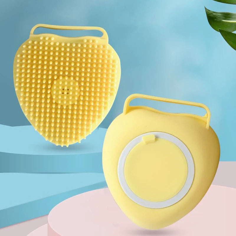 Soft silicone pet bath gloves, showing a gentle massage for dogs and cats.