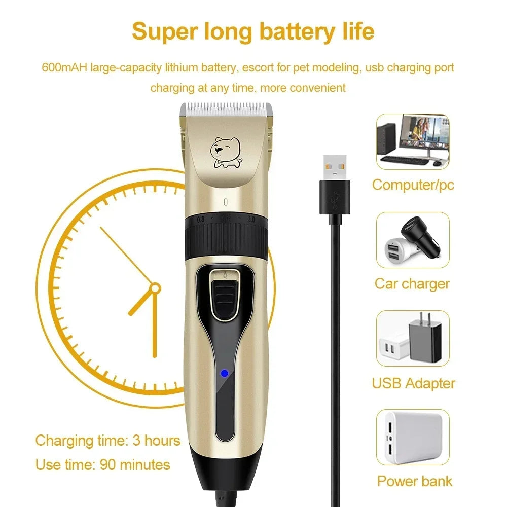 Dog Professional Hair Clipper Electrical Grooming Trimmer for Pets USB Rechargeable Cat Shaver Animals Haircut Machine - WTN Essentials