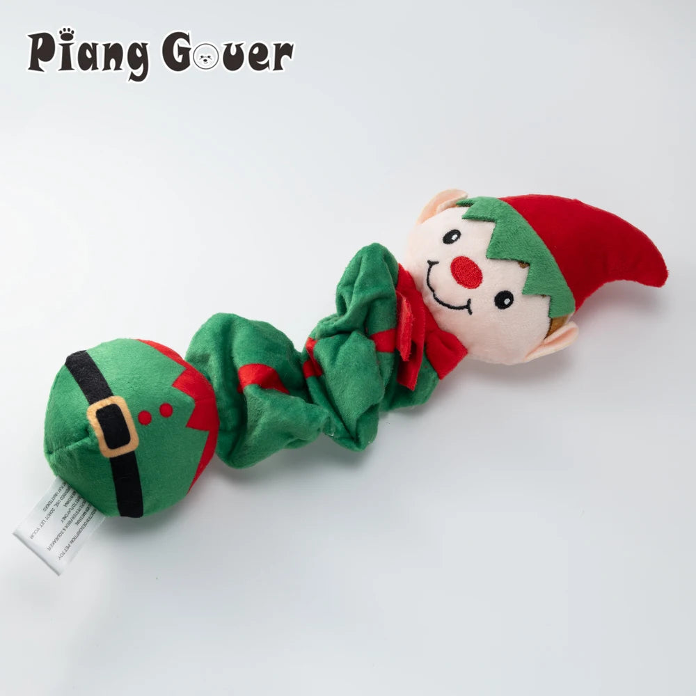 Christmas Elf Penguin Squeaky Dog Toy – Cute Plush Pet Toy