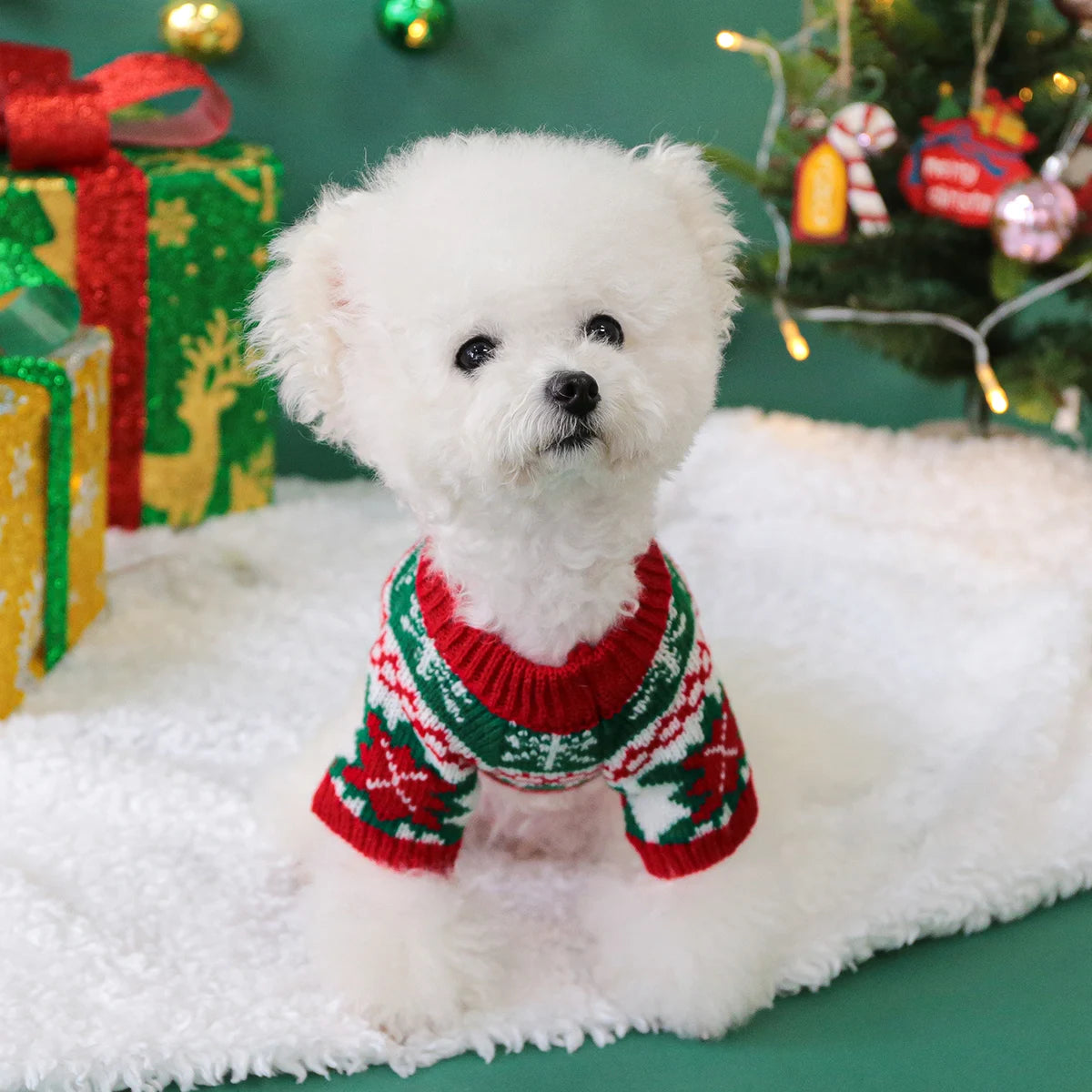 Pet Christmas Rudolph Elk Sweater – Warm Winter Knitwear for Dogs & Cats