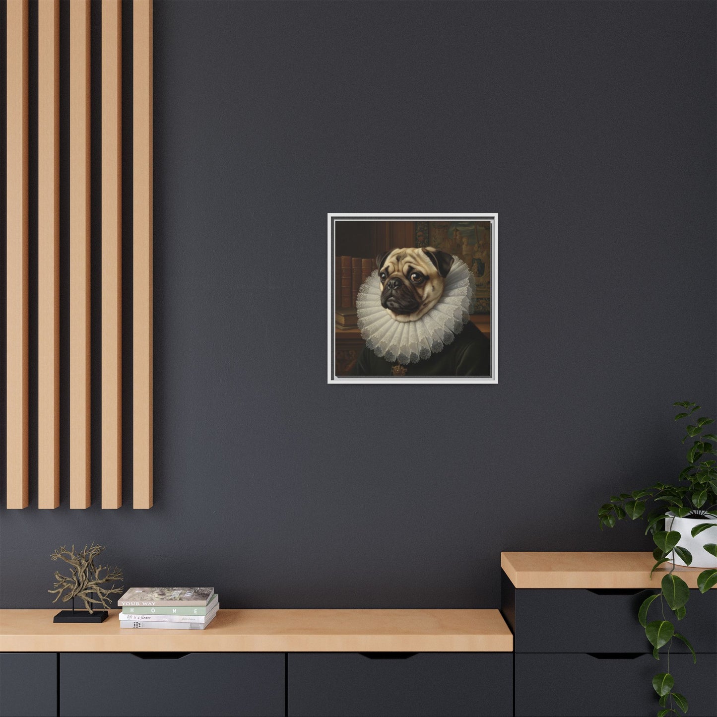 Custom Whimsical Pug Portrait Canvas, Cute Dog Art Print, Pet Lover Gift, Home Decor, Fun Wall Art, Quirky Dog Painting