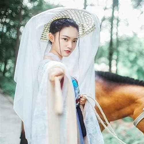 Adult zonzxcv Handmade Chinese Ancient Chivalrous Heroine Bamboo Hat with Veil White