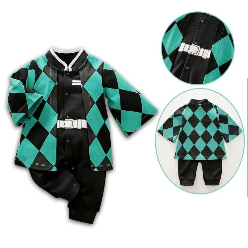 0-18 Months Anime Baby Rompers Newborn Cosplay Costume Infant Akatsuki Nezuko Tanjirou Cotton Clothes Boys Girls Kids Outfit