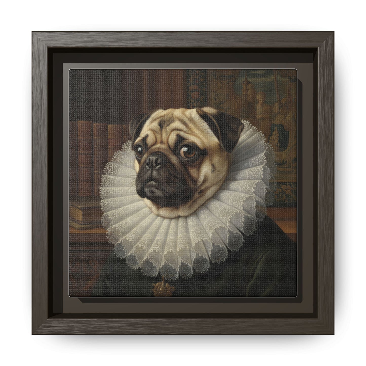 Custom Whimsical Pug Portrait Canvas, Cute Dog Art Print, Pet Lover Gift, Home Decor, Fun Wall Art, Quirky Dog Painting