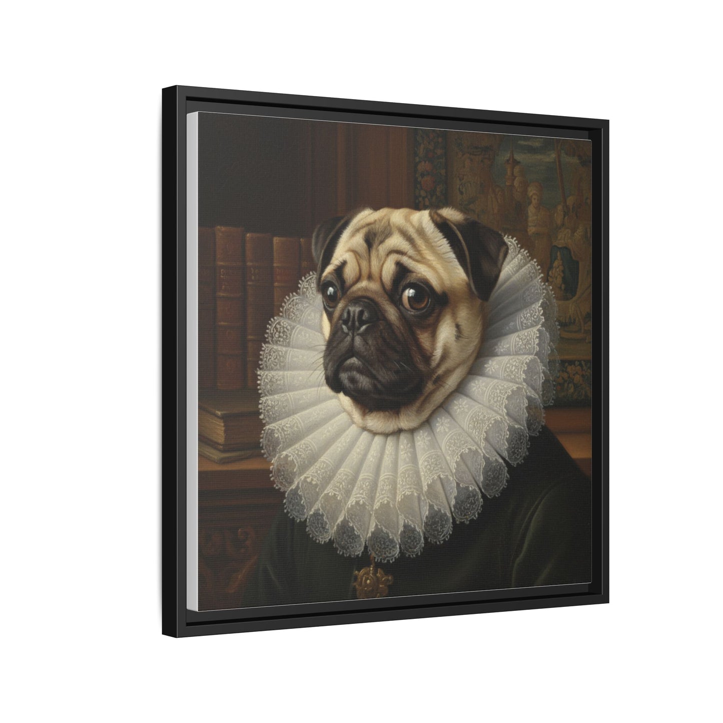 Custom Whimsical Pug Portrait Canvas, Cute Dog Art Print, Pet Lover Gift, Home Decor, Fun Wall Art, Quirky Dog Painting