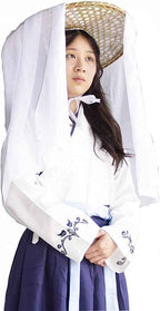 Adult zonzxcv Handmade Chinese Ancient Chivalrous Heroine Bamboo Hat with Veil White