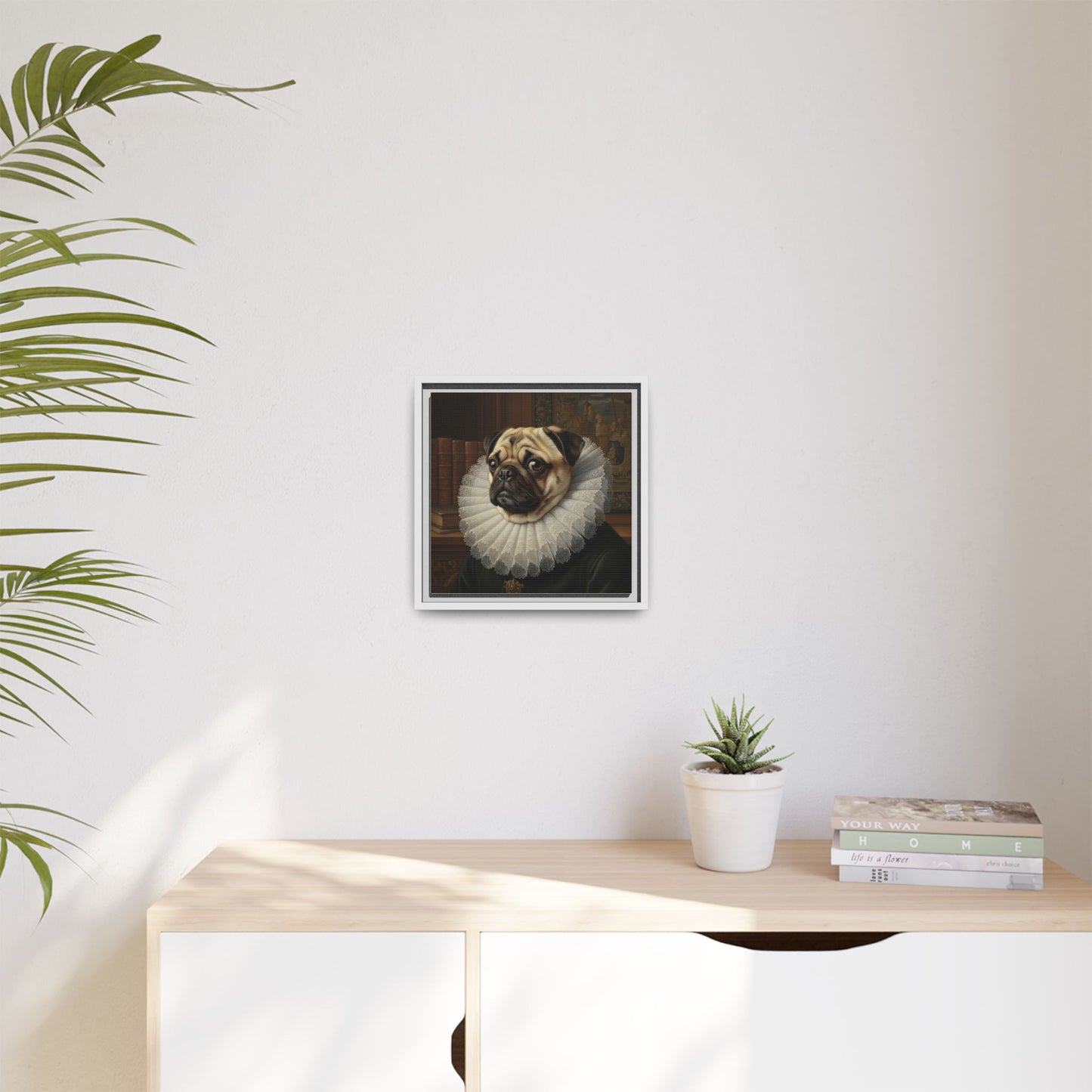 Custom Whimsical Pug Portrait Canvas, Cute Dog Art Print, Pet Lover Gift, Home Decor, Fun Wall Art, Quirky Dog Painting