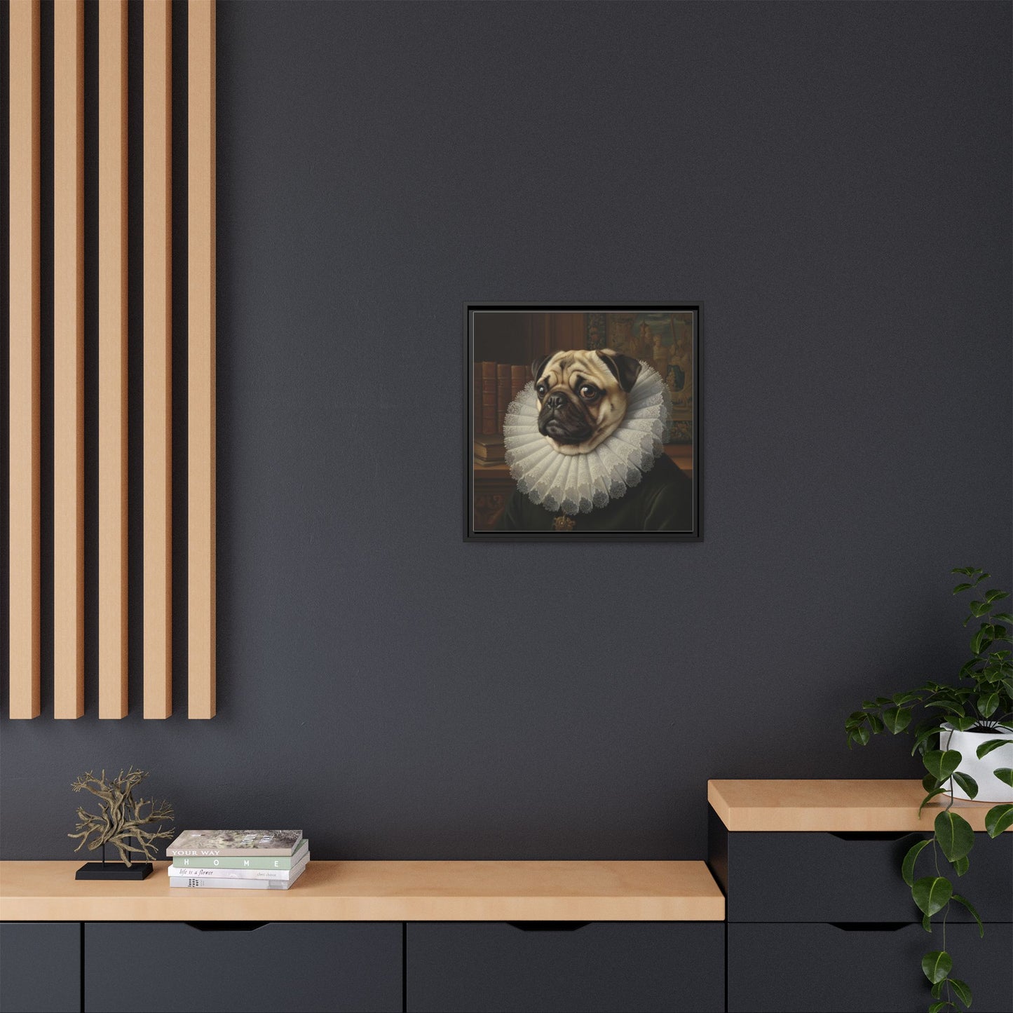 Custom Whimsical Pug Portrait Canvas, Cute Dog Art Print, Pet Lover Gift, Home Decor, Fun Wall Art, Quirky Dog Painting