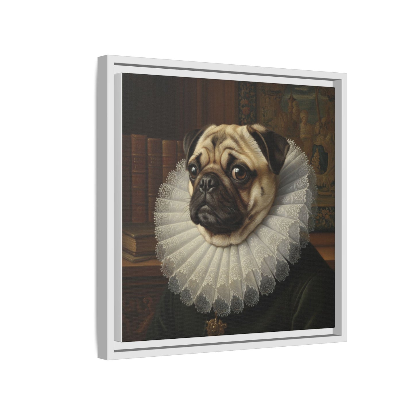 Custom Whimsical Pug Portrait Canvas, Cute Dog Art Print, Pet Lover Gift, Home Decor, Fun Wall Art, Quirky Dog Painting
