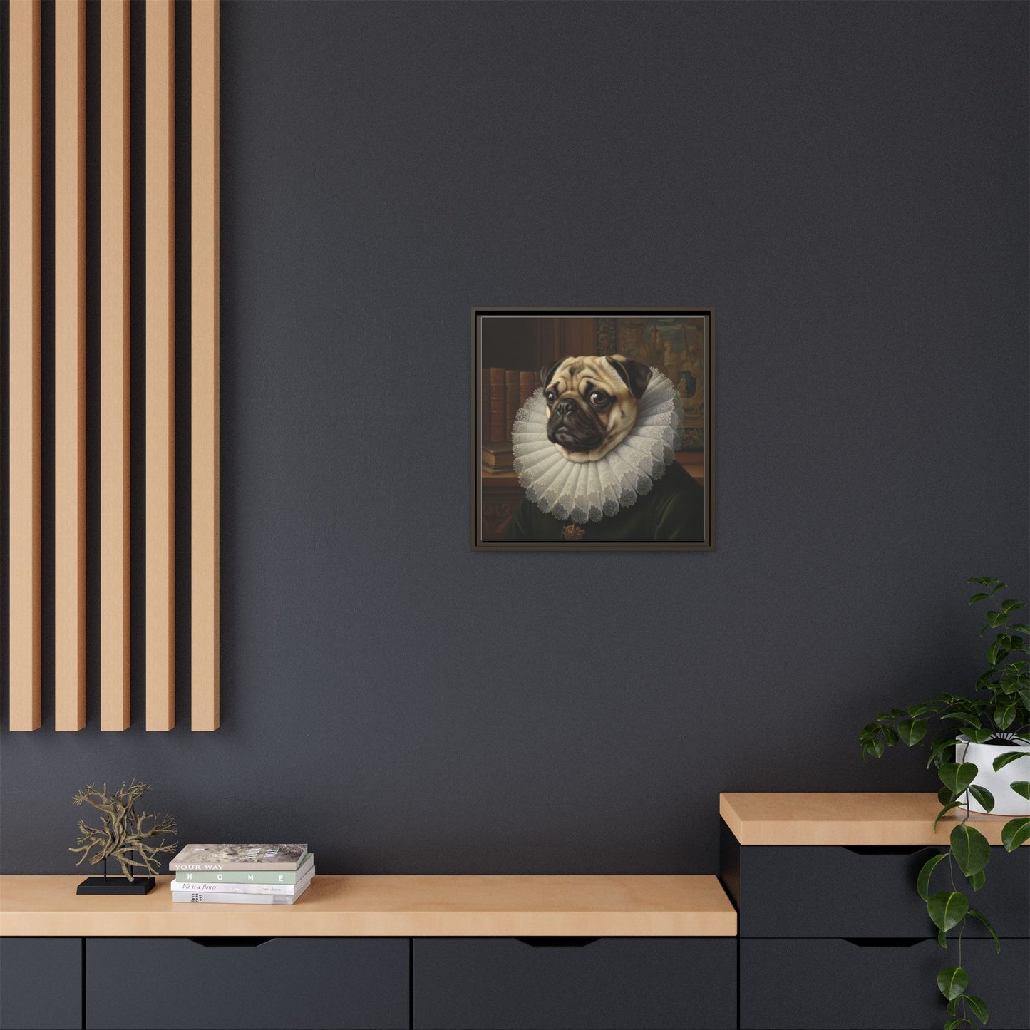 Custom Whimsical Pug Portrait Canvas, Cute Dog Art Print, Pet Lover Gift, Home Decor, Fun Wall Art, Quirky Dog Painting