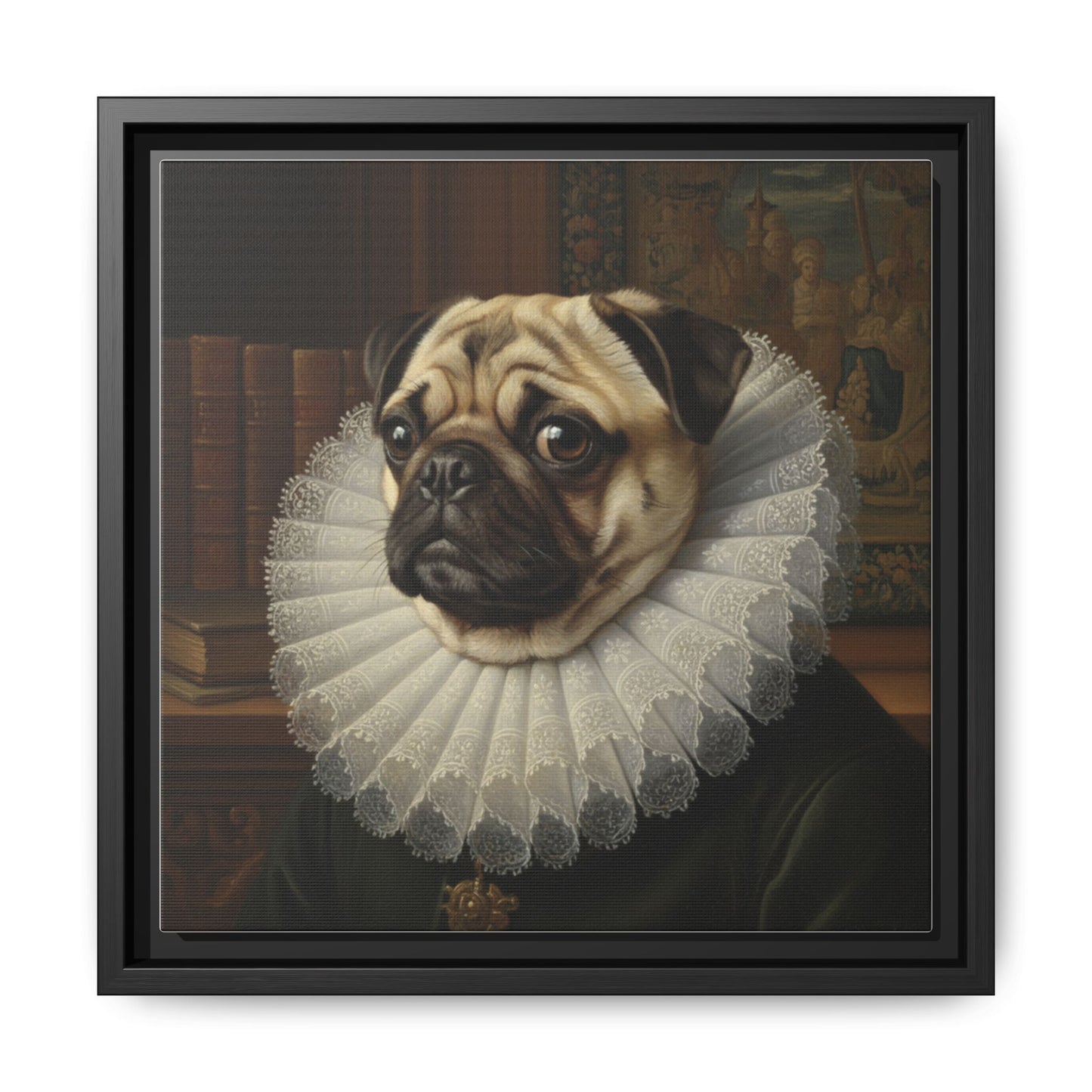 Custom Whimsical Pug Portrait Canvas, Cute Dog Art Print, Pet Lover Gift, Home Decor, Fun Wall Art, Quirky Dog Painting