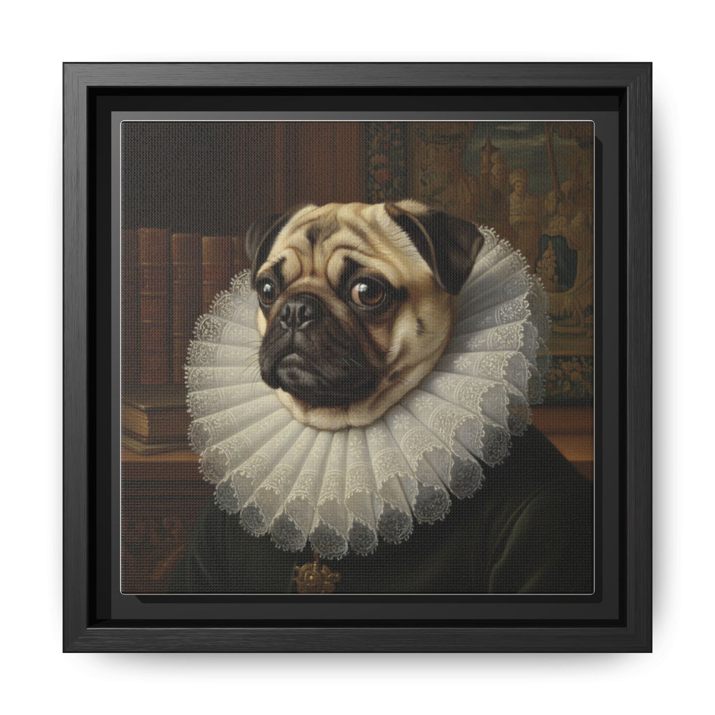 Custom Whimsical Pug Portrait Canvas, Cute Dog Art Print, Pet Lover Gift, Home Decor, Fun Wall Art, Quirky Dog Painting