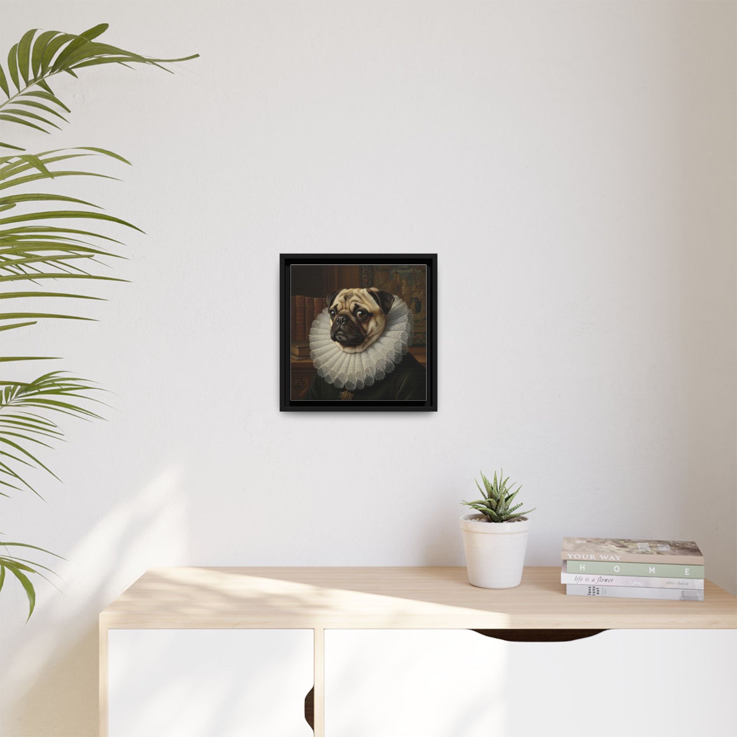 Custom Whimsical Pug Portrait Canvas, Cute Dog Art Print, Pet Lover Gift, Home Decor, Fun Wall Art, Quirky Dog Painting