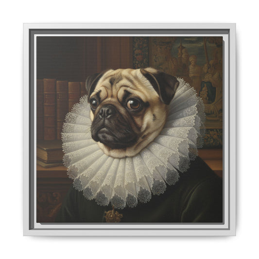 Custom Whimsical Pug Portrait Canvas, Cute Dog Art Print, Pet Lover Gift, Home Decor, Fun Wall Art, Quirky Dog Painting