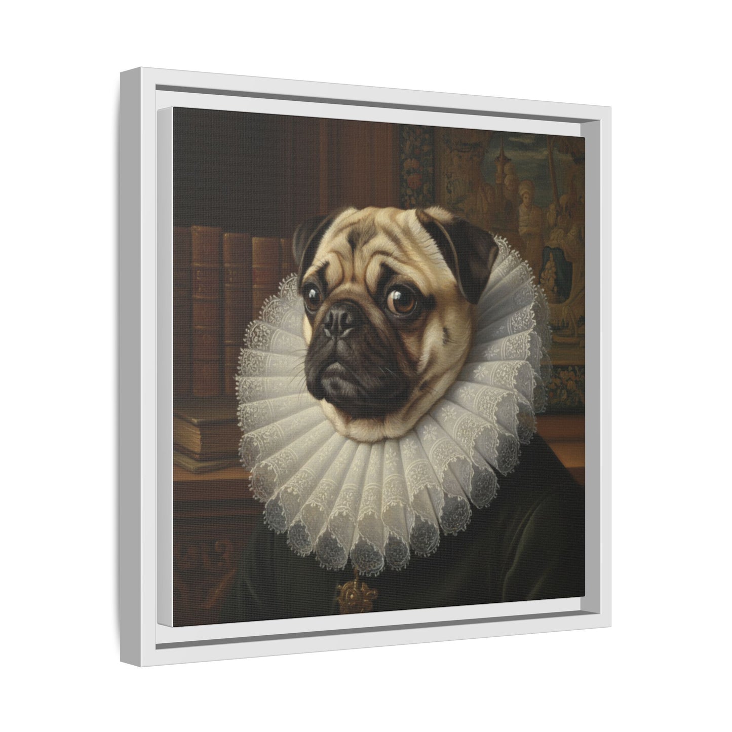 Custom Whimsical Pug Portrait Canvas, Cute Dog Art Print, Pet Lover Gift, Home Decor, Fun Wall Art, Quirky Dog Painting