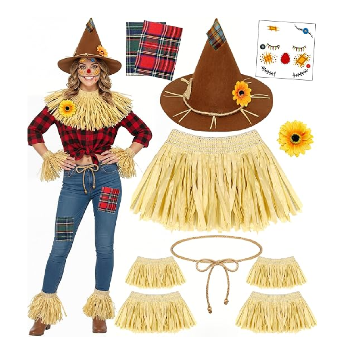 Scarecrow Halloween Costume Accessories Set for Adults