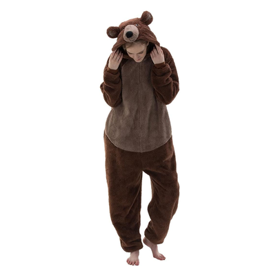 Brown Animal Onesie Halloween Costume for Adults