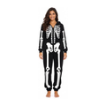 Women's Skeleton Halloween Costume Onesie with Hood