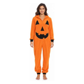 Women's Orange Skeleton Halloween Costume Onesie with Hood