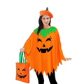 Women's Pumpkin Halloween Costume Poncho Set