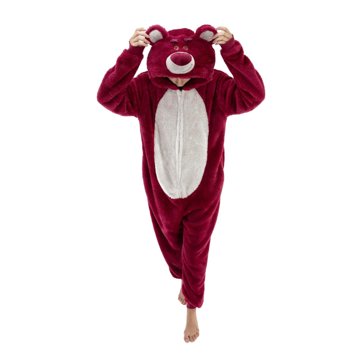Pink Bear Animal Onesie Halloween Costume for Adults