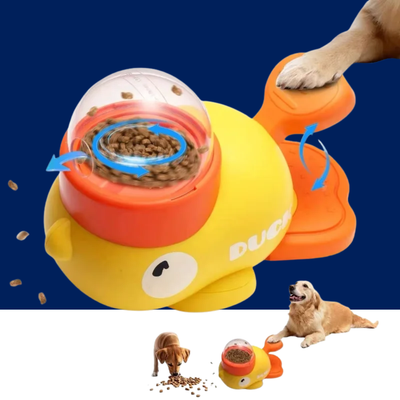 2-in-1 Interactive Dog Toy Pet Automatic Food Treat Dispenser Cartoon Duck Design Slow Food Pet Snack Feeder for Dog Training