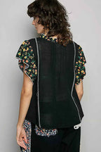 POL V-Neck Floral Ruffle Sleeve Blouse