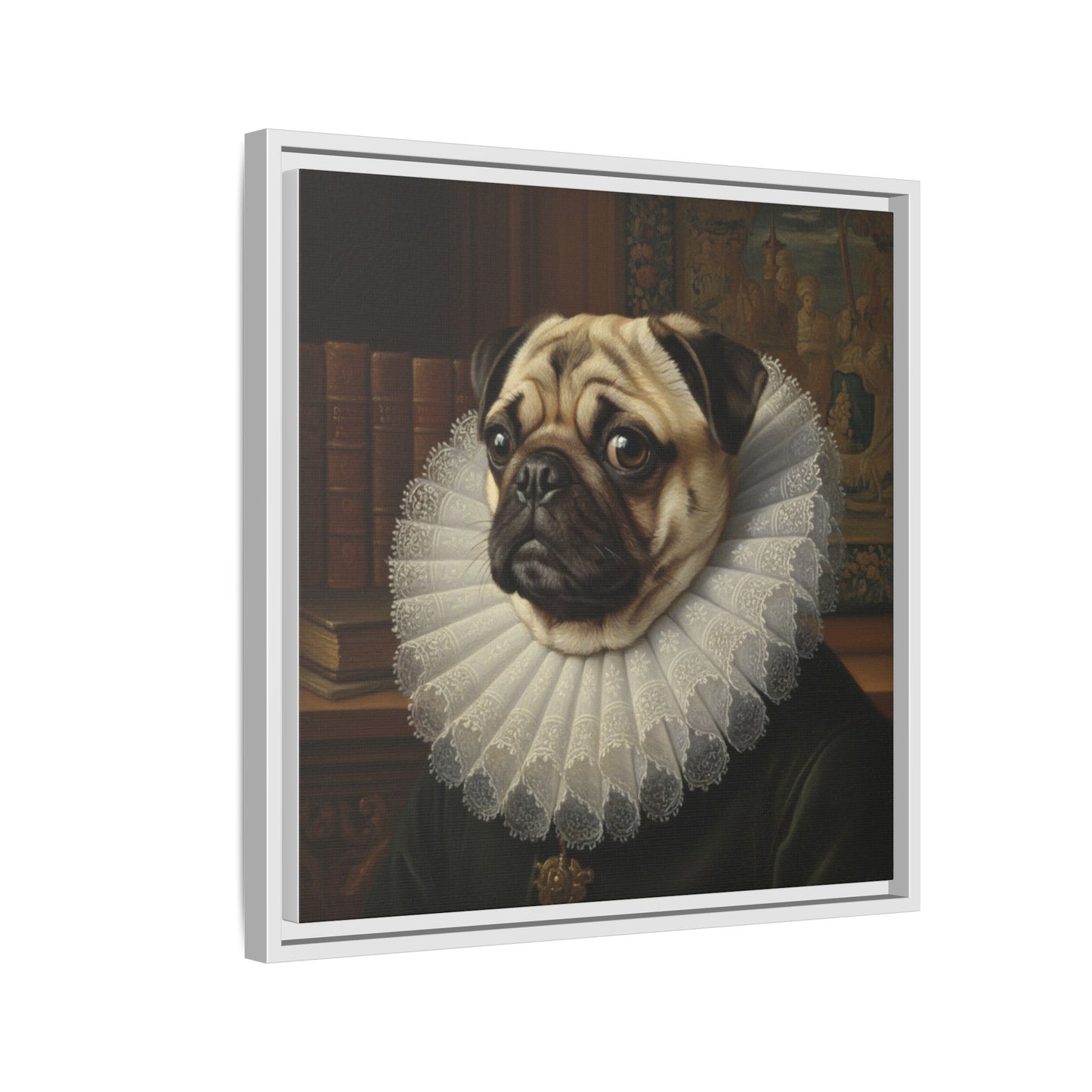 Custom Whimsical Pug Portrait Canvas, Cute Dog Art Print, Pet Lover Gift, Home Decor, Fun Wall Art, Quirky Dog Painting
