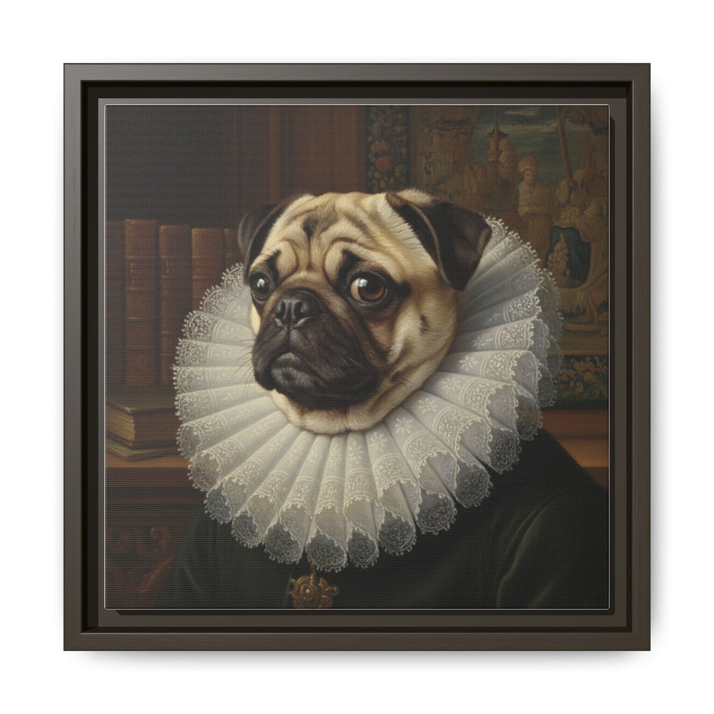 Custom Whimsical Pug Portrait Canvas, Cute Dog Art Print, Pet Lover Gift, Home Decor, Fun Wall Art, Quirky Dog Painting