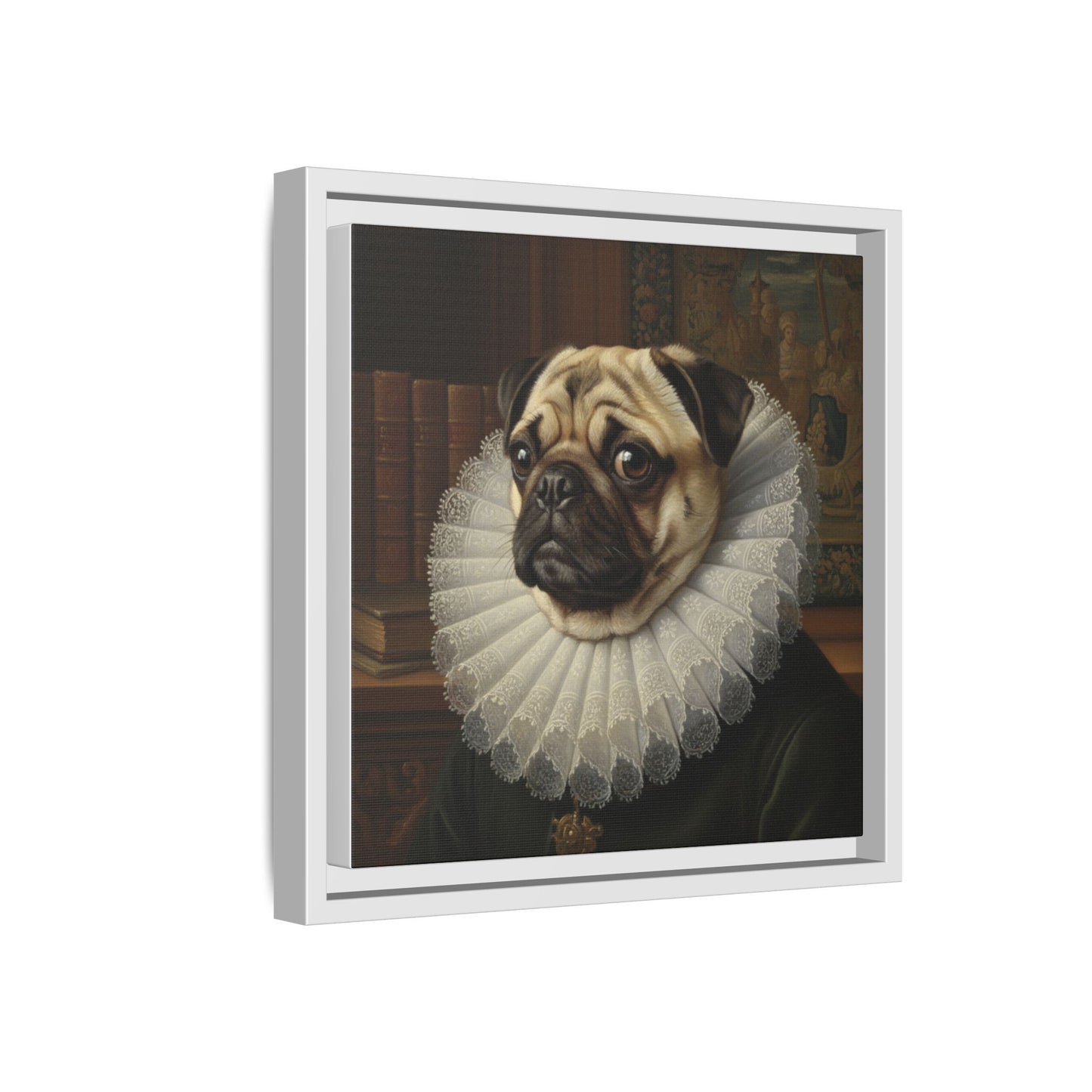 Custom Whimsical Pug Portrait Canvas, Cute Dog Art Print, Pet Lover Gift, Home Decor, Fun Wall Art, Quirky Dog Painting