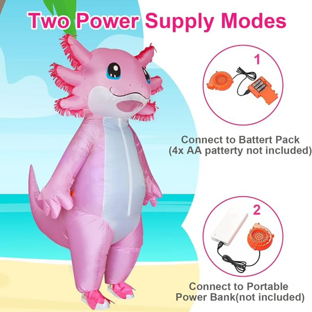 Pink Axolotl Halloween Costume Inflatable for Adults