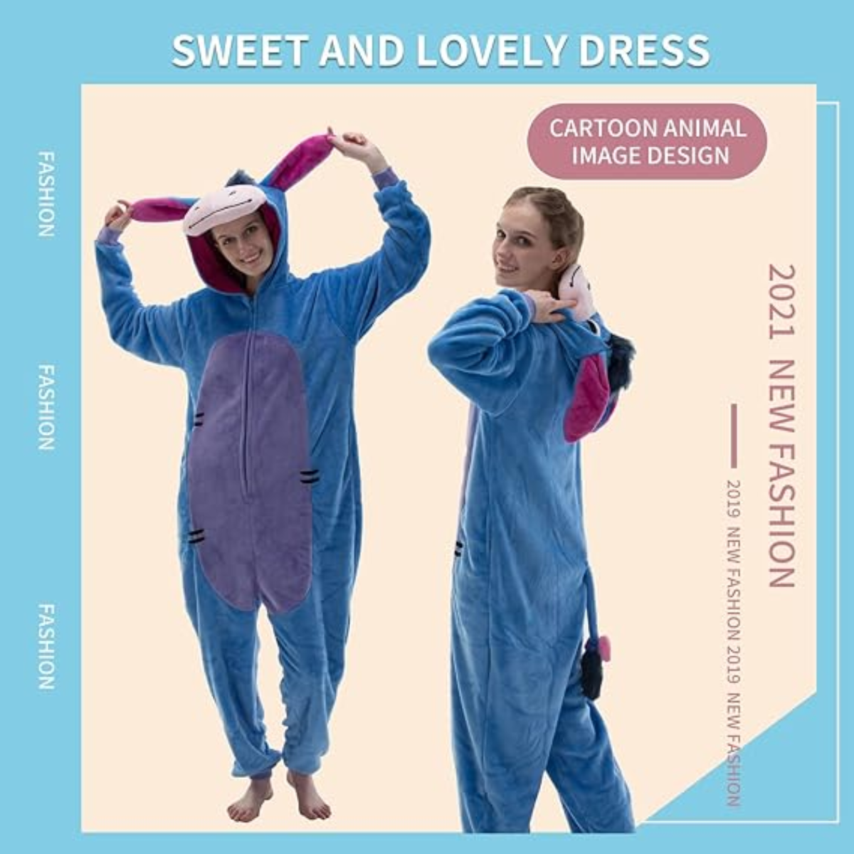 Blue Animal Onesie Halloween Costume for Adults