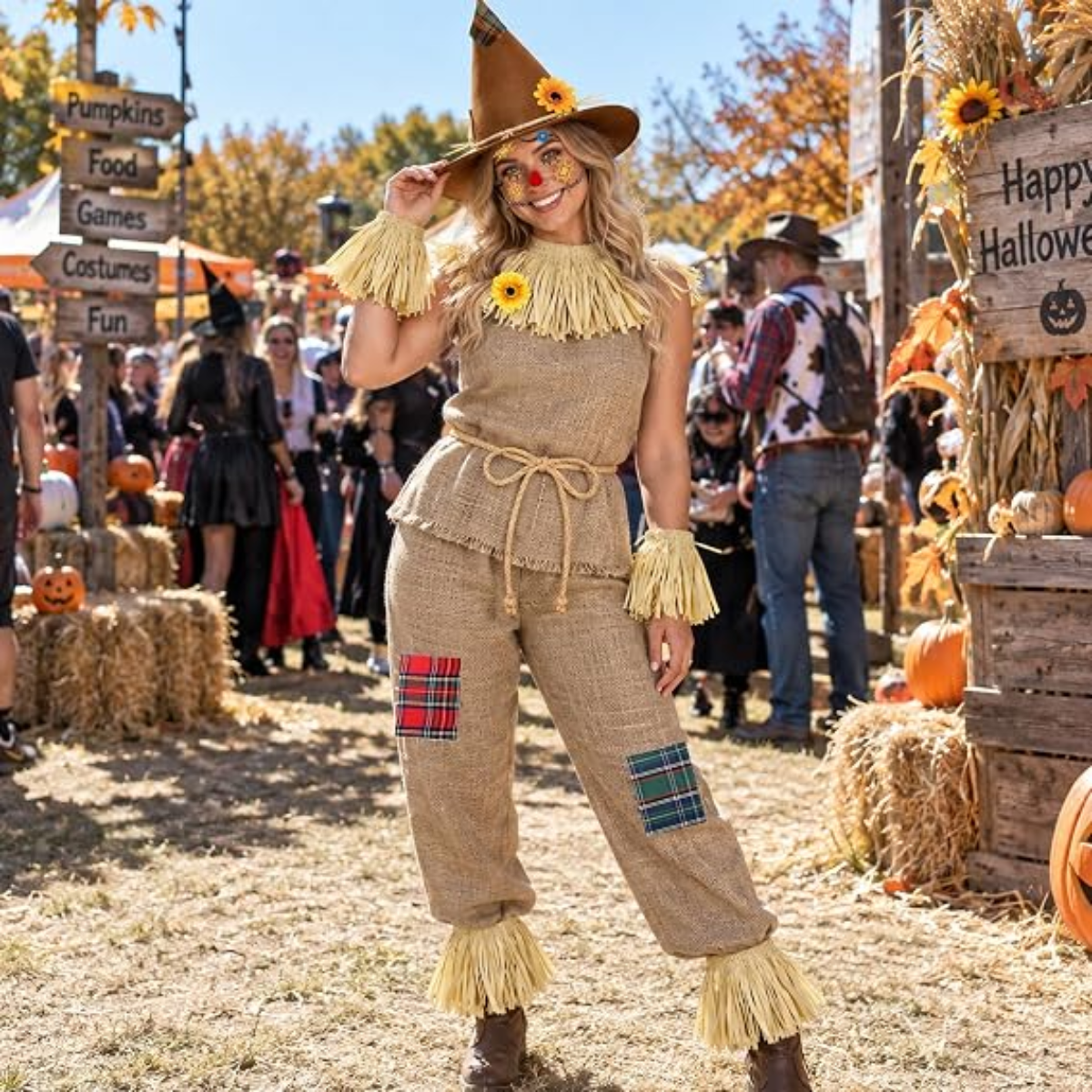 Scarecrow Halloween Costume Accessories Set for Adults