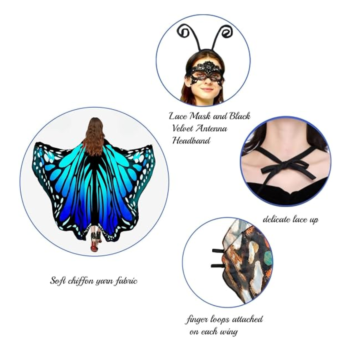 Women’s Butterfly Halloween Costume Wings Cape Set