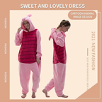 Pink Red Animal Onesie Halloween Costume for Adults