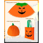 Women's Pumpkin Halloween Costume Poncho Set