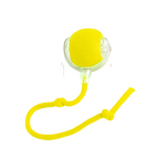Yellow bubble wand with a clear handle on a white background
