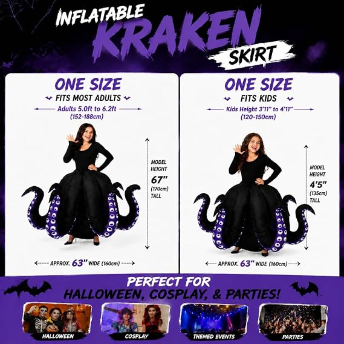 Black Purple Inflatable Octopus Halloween Costume
