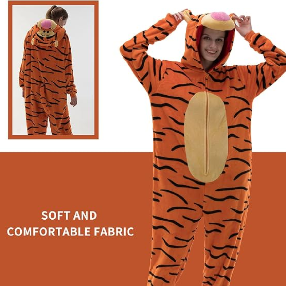 Orange Animal Onesie Halloween Costume for Adults