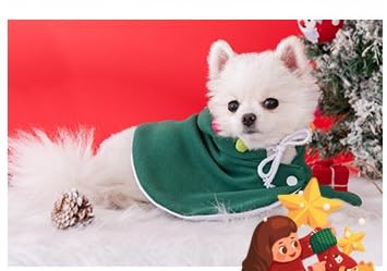 ANIAC Pet Christmas Costume – Cozy Cloak & Hat Set for Cats and Small Dogs